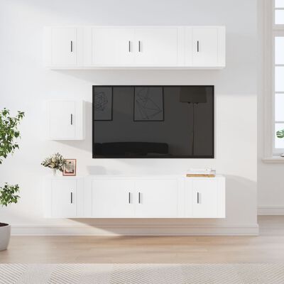 vidaXL Set de muebles para TV 7 piezas madera contrachapada blanco