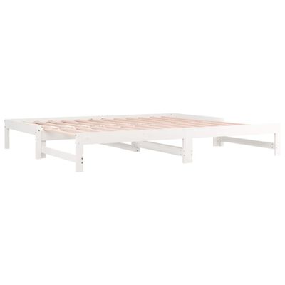 vidaXL Sofá cama extraíble madera maciza de pino blanco 2x(90x200) cm