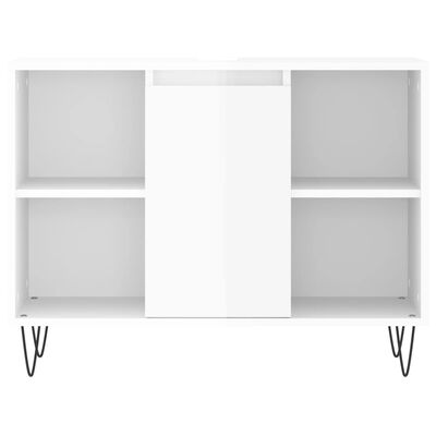 vidaXL Set muebles de baño 3 piezas madera contrachapada blanco brillo