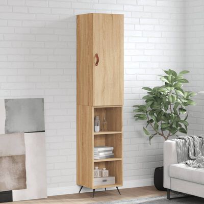 vidaXL Aparador de madera contrachapada roble Sonoma 34,5x34x180 cm