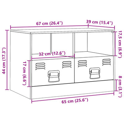 vidaXL Mueble para TV de acero amarillo mostaza 67x39x44 cm