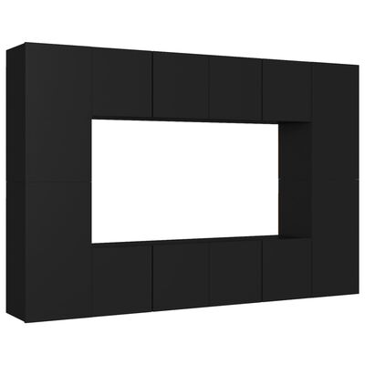 vidaXL Set de muebles de salón TV 8 piezas madera ingeniería negro