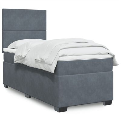 vidaXL Cama box spring con colchón terciopelo gris oscuro 90x190 cm