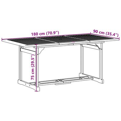 vidaXL Juego comedor de jardín 9 pzas madera maciza acacia 180x90x75cm