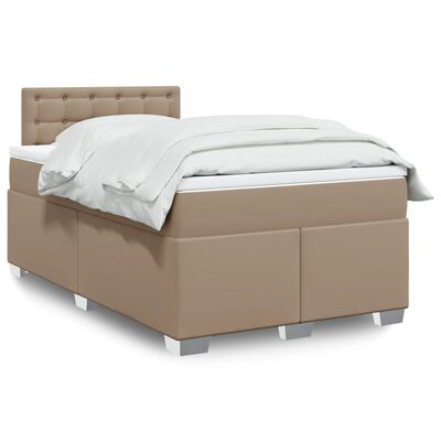 vidaXL Cama box spring con colchón cuero sintético capuchino 120x200cm