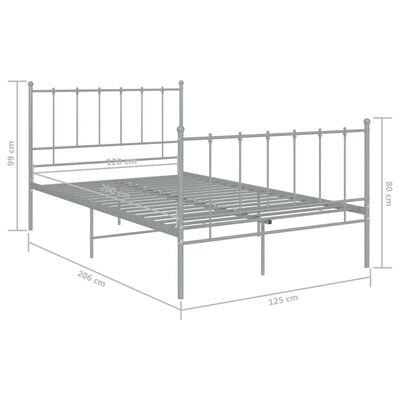 vidaXL Estructura de cama sin colchón metal gris 120x200 cm