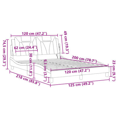 vidaXL Estructura cama con LED cuero sintético negro blanco 120x200 cm