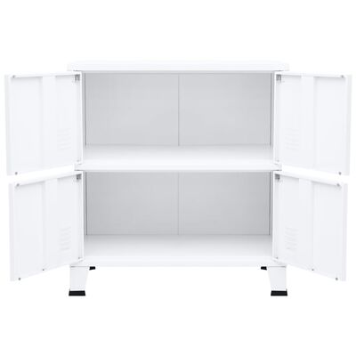 vidaXL Baúl de almacenaje industrial acero blanco 75x40x80 cm