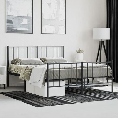 vidaXL Estructura cama sin colchón con estribo metal negro 140x190 cm