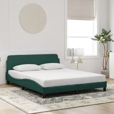 vidaXL Estructura cama con cabecero terciopelo verde oscuro 160x200 cm