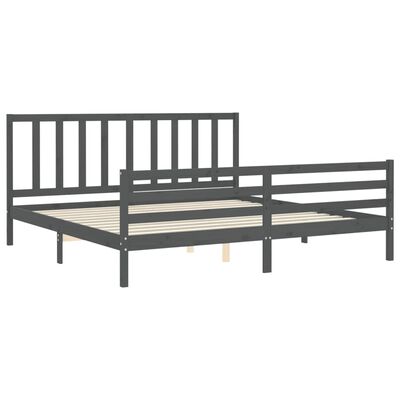 vidaXL Estructura de cama con cabecero madera maciza gris 200x200 cm