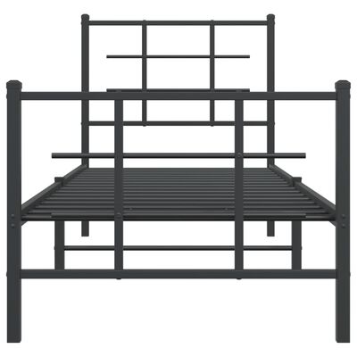 vidaXL Estructura cama sin colchón con estribo metal negro 75x190 cm