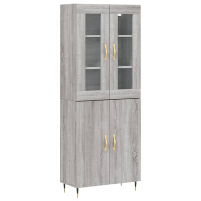 vidaXL Aparador alto madera contrachapada gris sonoma 69,5x34x180 cm