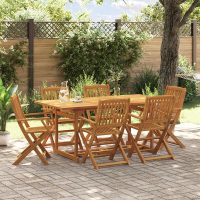 vidaXL Juego comedor de jardín 7 pzas madera maciza acacia 180x90x75cm