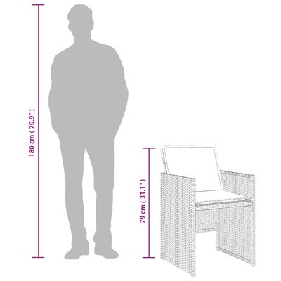 vidaXL Set comedor de jardín con cojines 13 pzas ratán sintético gris