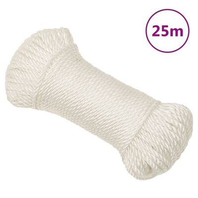 vidaXL Cuerda de trabajo polipropileno blanco 6 mm 25 m