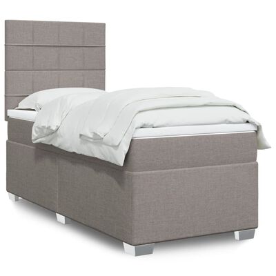 vidaXL Cama box spring con colchón tela gris taupe 80x200 cm