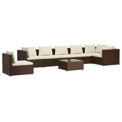 vidaXL Set muebles de jardín 8 piezas y cojines ratán sintético marrón