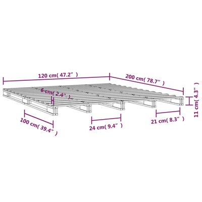 vidaXL Cama de palets madera maciza de pino blanca 120x200 cm