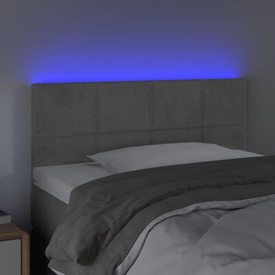 vidaXL Cabecero con LED de terciopelo gris claro 100x5x78/88 cm