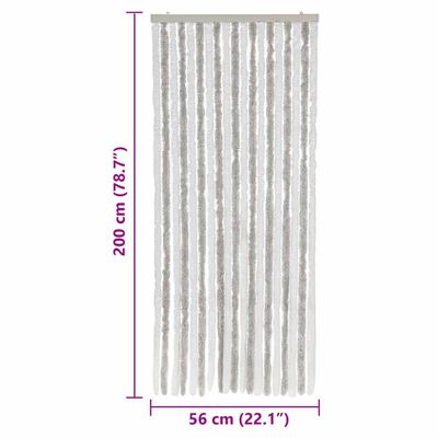 vidaXL Cortina antimoscas chenilla gris claro y blanco 56x200 cm