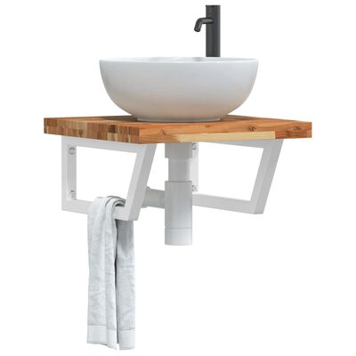 vidaXL Estante de lavabo de pared acero y madera maciza de acacia