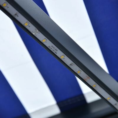 vidaXL Toldo con LED y sensor de viento azul y blanco 450x300 cm