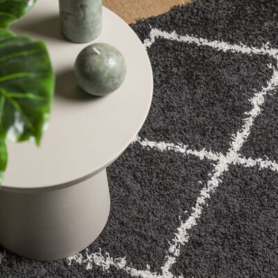 vidaXL Alfombra de pelo largo moderna PAMPLONA negro y crema 200x280cm