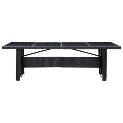 vidaXL Mesa de jardín ratán sintético y vidrio negro 240x90x74 cm