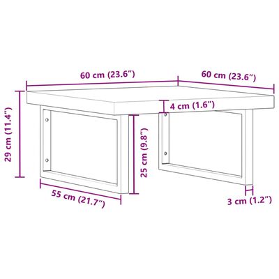 vidaXL Estante de lavabo de pared acero y madera maciza de acacia