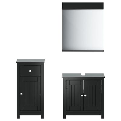 vidaXL Juego de muebles de baño BERG 3 pzas madera maciza pino negro