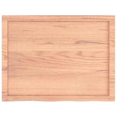 vidaXL Encimera baño madera maciza tratada marrón claro 80x60x(2-4) cm