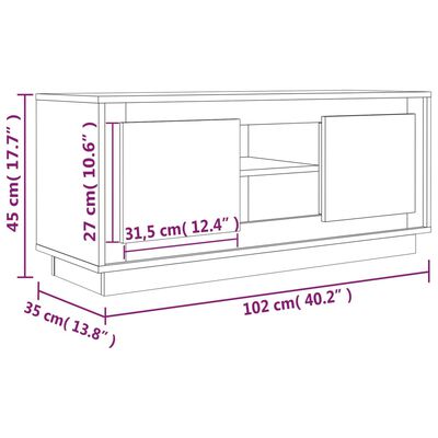 vidaXL Mueble de TV madera contrachapada negro 102x35x45 cm