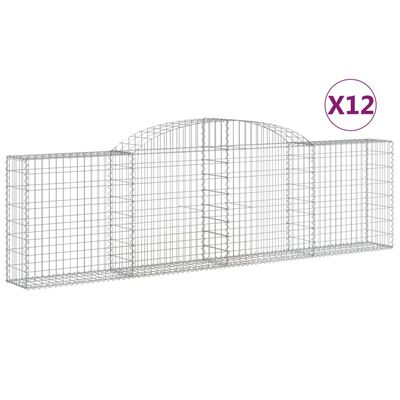 vidaXL Cestas de gaviones 12 uds forma de arco hierro 300x30x80/100 cm