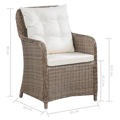 vidaXL Set de muebles de jardín 11 piezas ratán sintético marrón