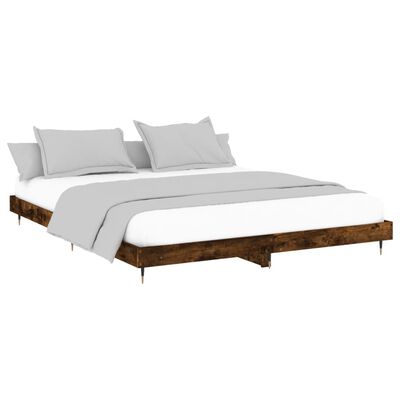 vidaXL Estructura de cama sin colchón madera roble ahumado 120x200 cm