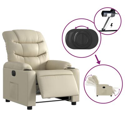 vidaXL Sillón reclinable eléctrico de cuero sintético crema