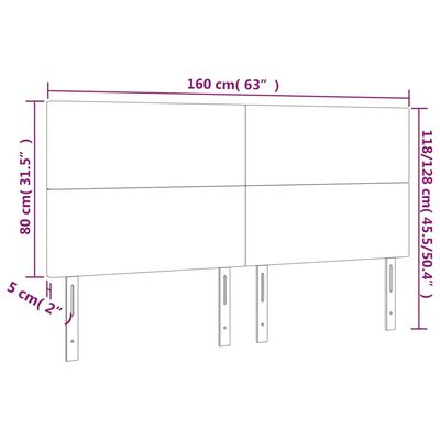 vidaXL Cabecero con luces LED terciopelo gris claro 160x5x118/128 cm