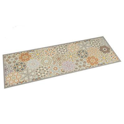 vidaXL Alfombra de cocina lavable terciopelo hexágonos pastel 60x180cm