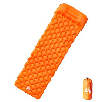 vidaXL Colchón de camping inflable con almohada 1 persona naranja