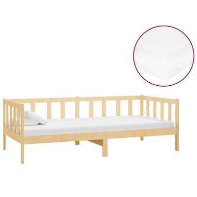 vidaXL Sofá cama con colchón madera de pino maciza 90x200 cm