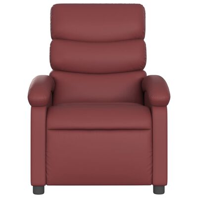 vidaXL Sillón de masaje reclinable cuero sintético rojo tinto