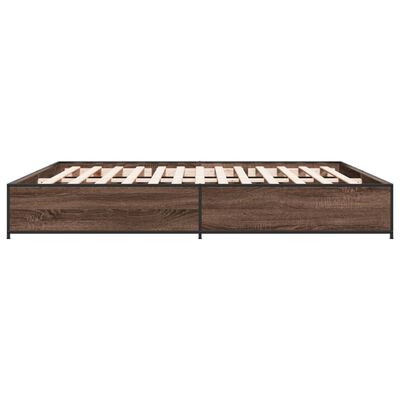 vidaXL Estructura cama madera ingeniería metal marrón roble 200x200 cm