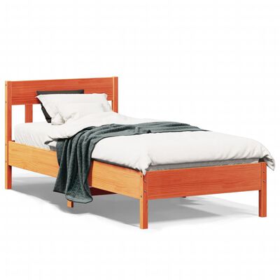 vidaXL Cama sin colchón madera maciza de pino marrón cera 100x200 cm