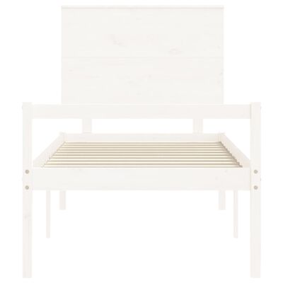 vidaXL Cama para personas mayores con cabecero madera maciza blanco