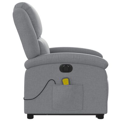 vidaXL Sillón de masaje eléctrico reclinable elevable tela gris claro