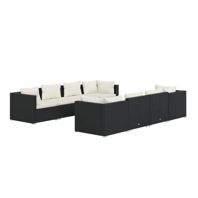 vidaXL Set de muebles de jardín 9 pzas y cojines ratán sintético negro