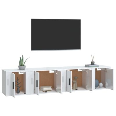 vidaXL Set de muebles de TV 4 pzas madera contrachapada blanco brillo