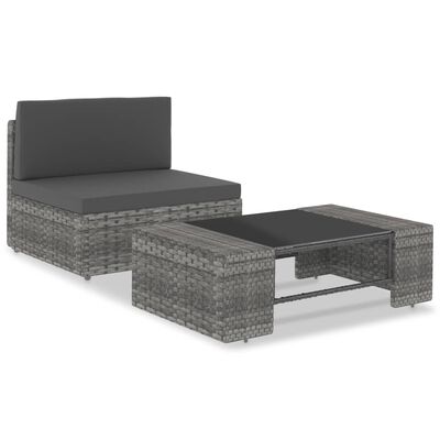 vidaXL Juego de muebles de jardín 2 piezas ratán sintético gris