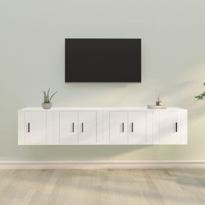 vidaXL Set de muebles de TV 4 pzas madera contrachapada blanco brillo